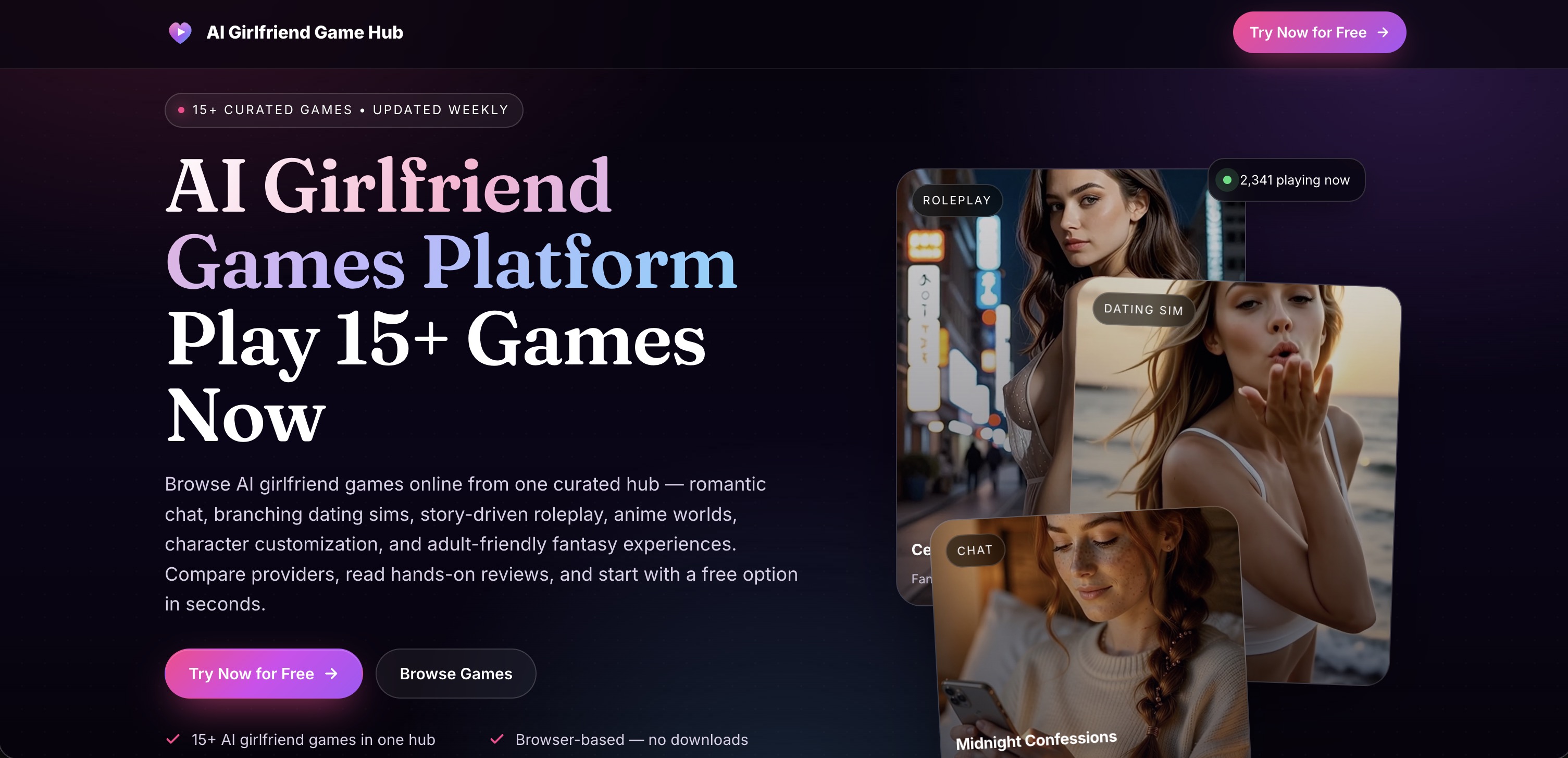 Captura de AI Girlfriend Game Hub
